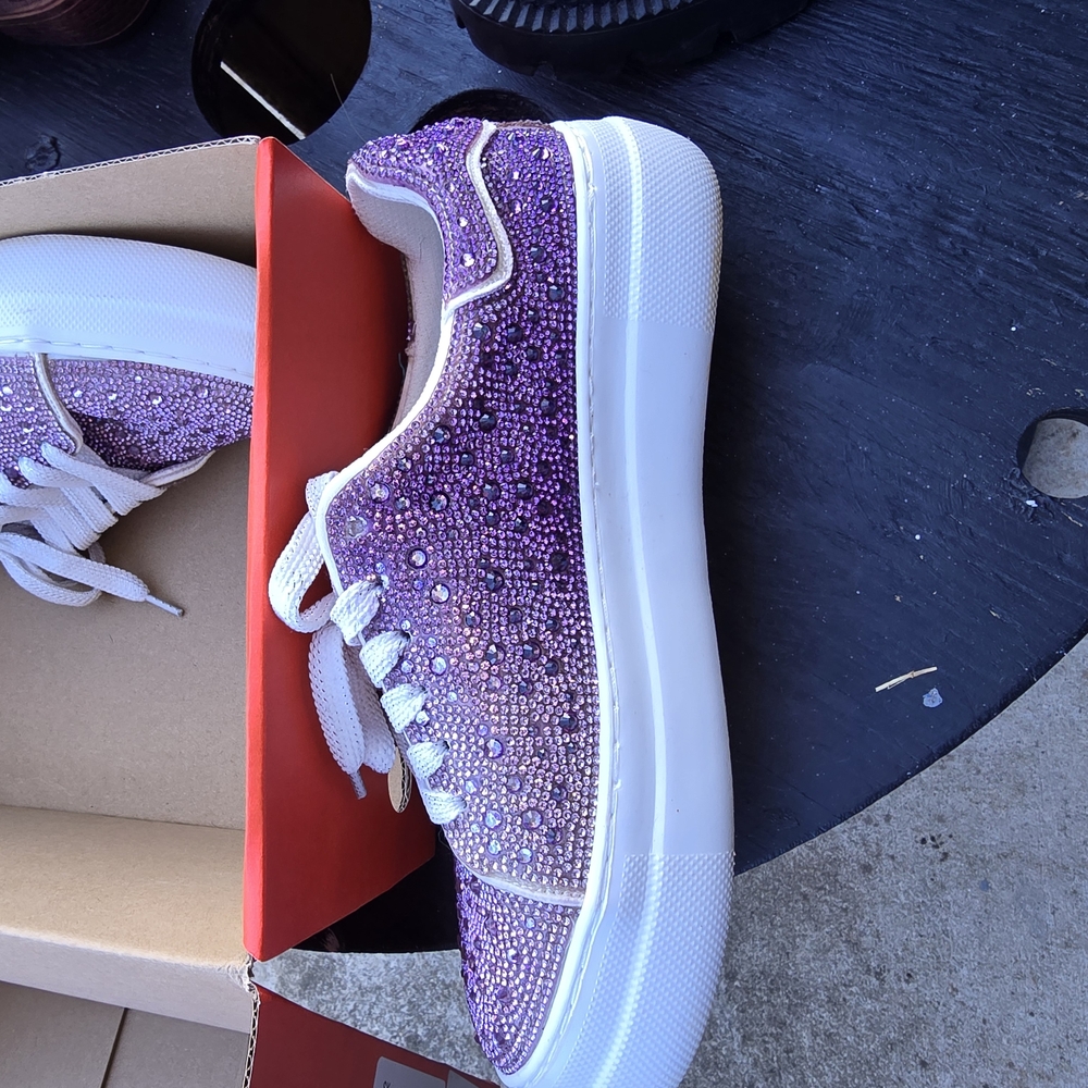 Purple and White Glittery Sneakers with Sporty Design